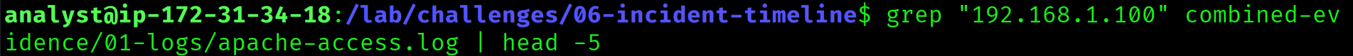 Attacker IP 198.51.100.47 first observed in Apache log
