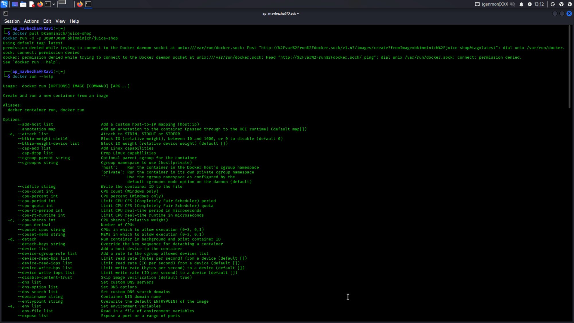 Setup and recon: docker access denied