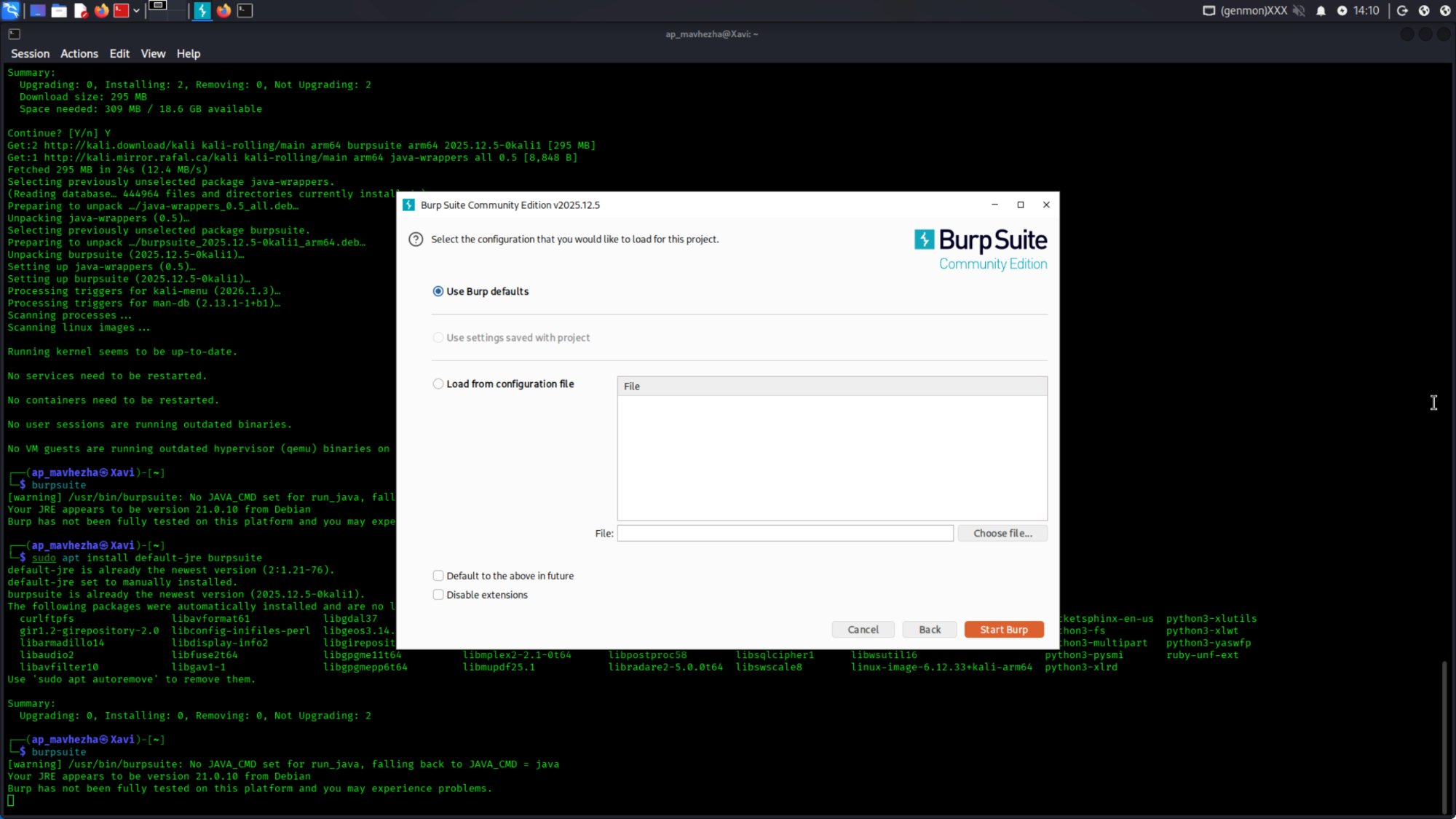 Setup and recon: burp defaults config