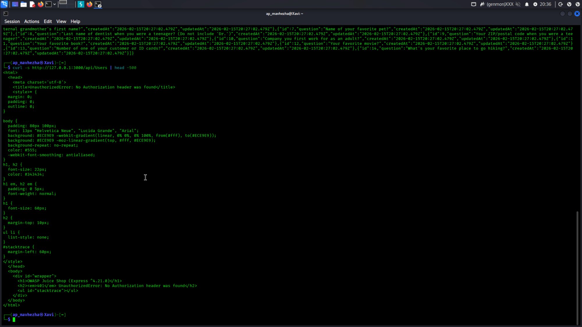 Setup and recon: api users 401 error