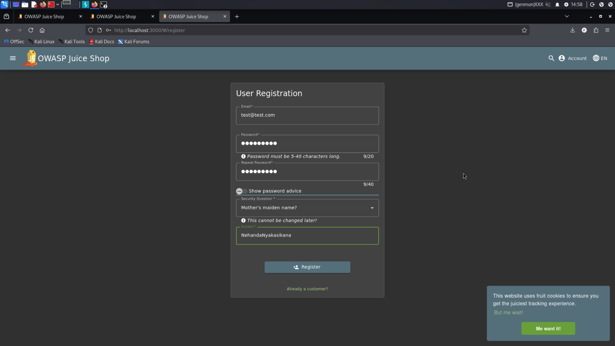 Setup and recon: create account registration