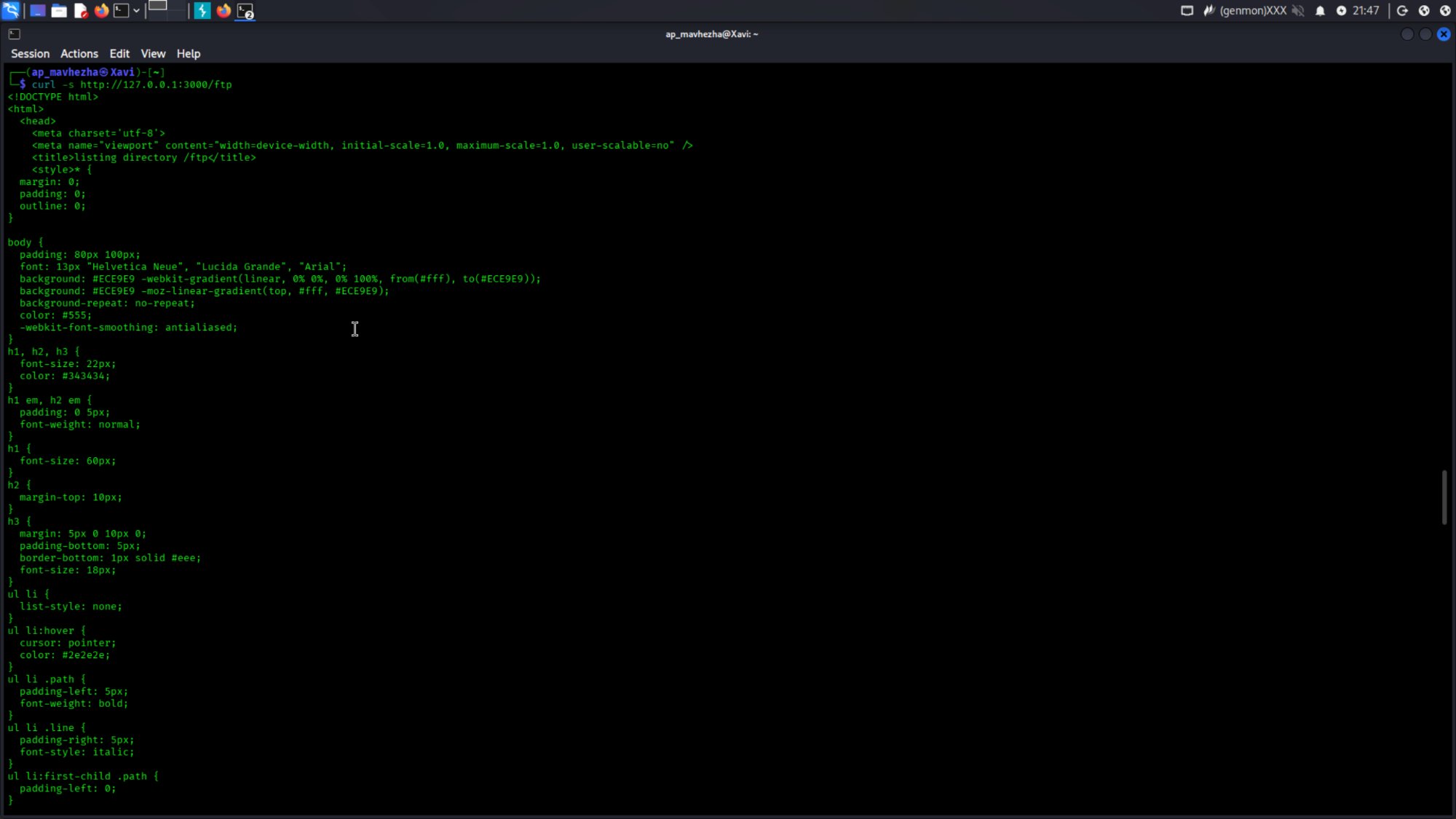 Setup and recon: ftp directory html