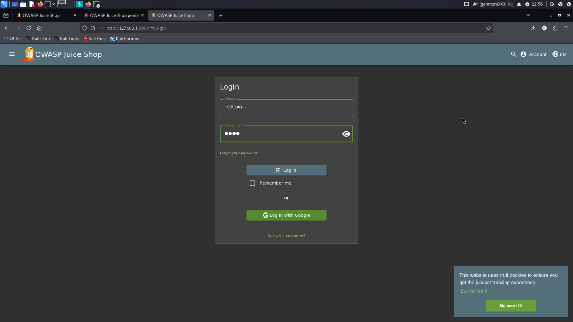 SQL injection: sqli payload in login